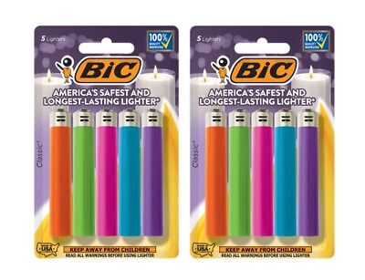 #ad BIC Pocket Lighter Fashion Assorted Colors 10 Pack Colors May Vary