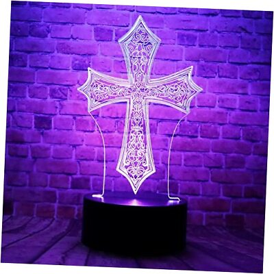 #ad Christ Jesus Cross 3D Visual LED Bedroom Decor Sleep Night Light with Remote 7