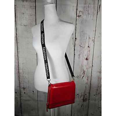 #ad Red Leather Fashion Purse Handbag Women#x27;s Crossbody Medium NWOT