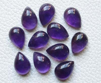 #ad Natural African Purple Amethyst Loose Gemstone Pear Cabochon 10x14mm