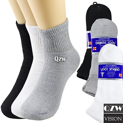 #ad Lot 3 12 Pairs Mens Health Circulatory Diabetic Cotton Ankle Quarter Socks 9 15