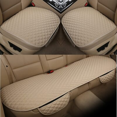 #ad 2023 Linen Car Seat Cover Front and Rear Linen Cushion Protector Universal
