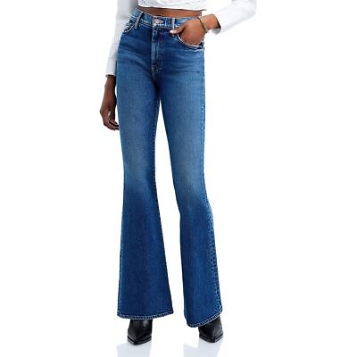 #ad Mother Womens Super Cruiser Blue High Waist Faded Denim Flare Jeans 30 BHFO 3491