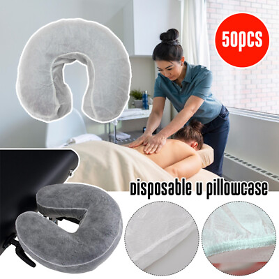 #ad 50 Pcs pack Headrest Covers Disposable Massage U shaped Pillowcase Non woven