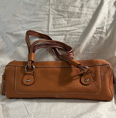 Genuine Kate Spade Baguette Bag Purse Brown Leather Tassel $92.00