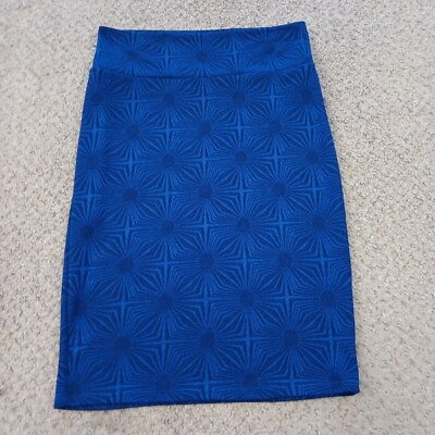 #ad LuLaRoe Cassie Skirt Small Knee Length Unlined Pull On Blue Geometric