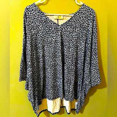 #ad Natori womens designer sleepwear top size XL blue cheetah