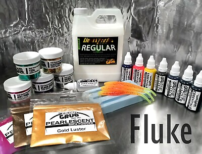 #ad Liquid Plastic SUPER STARTER SET Fluke Mold plastisol fishing lure making kit