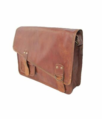 #ad Vintage Goat Genuine skill full Leather Messenger Satchel Laptop Briefcase Bag