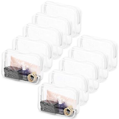 #ad 10 Pcs Clear Cosmetic Bags Small Makeup Bags Portable Waterproof Travel Toile...