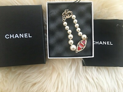 #ad NIB 100% AUTH Chanel 14A 86425 Faux Pearl Multi Color Stone CC Logo Bracelet
