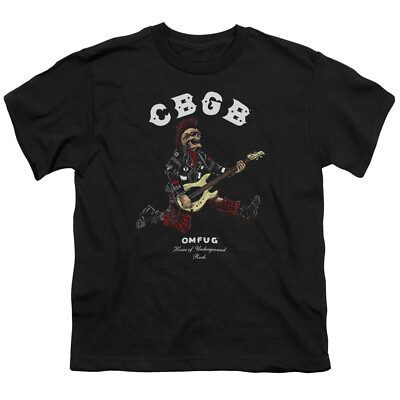 #ad CBGB Skull Jump Kids Youth T Shirt Licensed Music Merch Rock Tee Black
