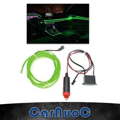 #ad 2 Meters Green Neon LED Light Glow EL Wire RopeController For Car Interior 12V