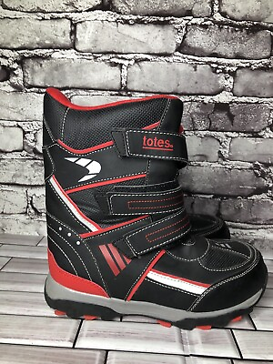 #ad #ad Totes Apex Black Red Textile Synthetic Triple Strap Snow Boots Women 5M US 35EU