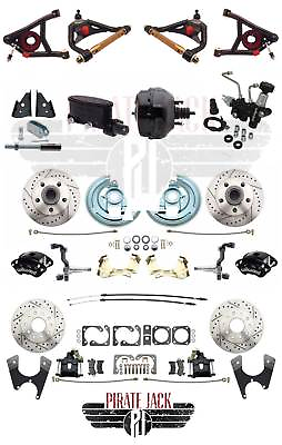 #ad 1964 1972 GM A Body Chevelle Wilwood Disc Brake Kit 9quot; Black Dual Booster A Arms