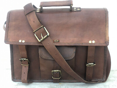 Men#x27;s G.O.A.T Leather Messenger for laptop office book School Bag shoulder Bag $45.41