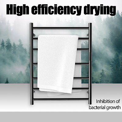 #ad Electric Towel Rail Rack Heated Bathroom Warmer Wall Mounted Towel Dryer 7 Bars