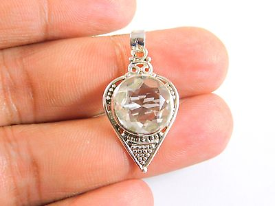 #ad 100% Original 925 Sterling Silver Handmade Pendant With Faceted Crystal Quartz