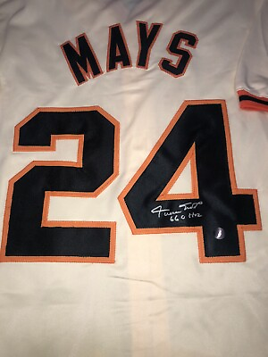#ad Willie Mays Autographed Home Jersey “660 HR” Inscription Mays Hologram
