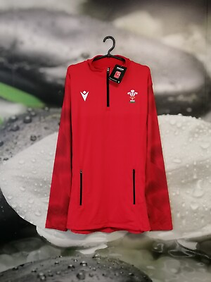 #ad Wales men#x27;s new rugby 1 4 zip training red jacket Macron size 2XL