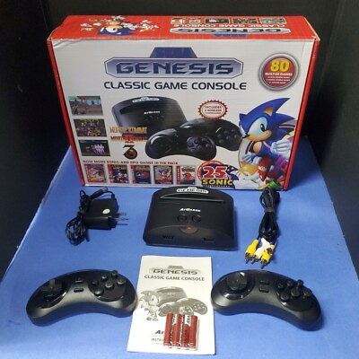 #ad Sega Genesis AtGames Mini Console Original Complete In Box 80 Pre loaded Games