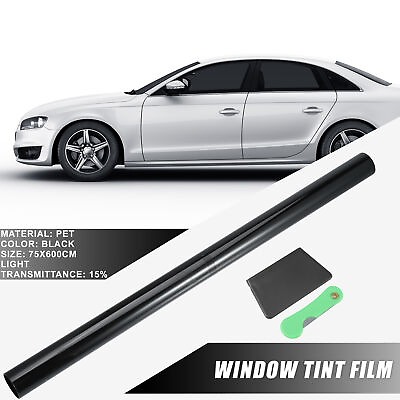 #ad 1 Set Universal Car Window Tint Film Tinting Dark Black 15% 75x600cm 30quot;x236quot;