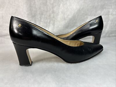 #ad Etienne Aigner womens shoes Taylor Black Leather Slip On Pumps Heels Size 8.5 M