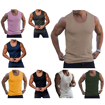 #ad Mens Top Compression T shirt Exercise Tank Slim Fit Vest Fishing Tee Cycling