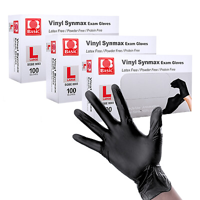 #ad Lot 200 2000Pcs Black Vinyl Gloves Powder Free Latex amp; Nitrile Free Size L XL