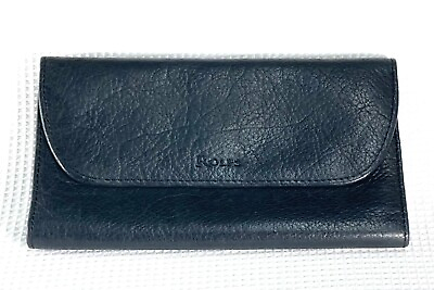 #ad Vintage Rolfs Ladies Soft Bifold Dark Green Leather Clutch Wallet Checkbook