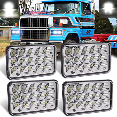 #ad 4x For Ford LTL9000 Mustang DOT 4X6quot; Square LED Headlights High Low Sealed Beam
