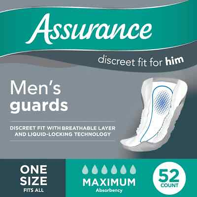 #ad Assurance Men#x27;s Fast Maximum Absorbency Guards 52 Count Superior Odor Protect