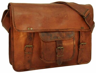 #ad Leather versatile Distressed Vintage Messenger Computer Shoulder Bag Briefcase