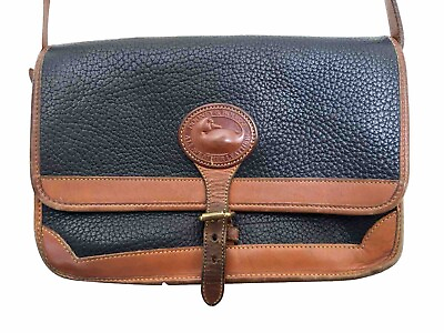 #ad Dooney amp; Bourke Vintage Leather Black Crossbody Shoulder Bag