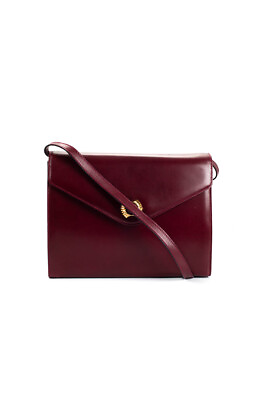 #ad Salvatore Ferragamo Womens Leather Envelope Shoulder Bag Handbag Burgundy