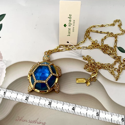 #ad Kate Spade Paradise Found Blue Turtle Locket Gold Necklace