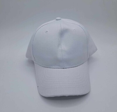#ad Solid White Youth Baseball Hat Cap