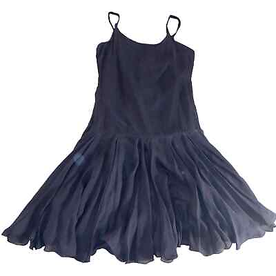 #ad Vintage Drop Waist Flowy Silk Dress Size Small