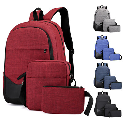 3 in 1 Set Teens Backpack Shoulder Bag School Bookbag Travel Rucksack Satchel $20.88