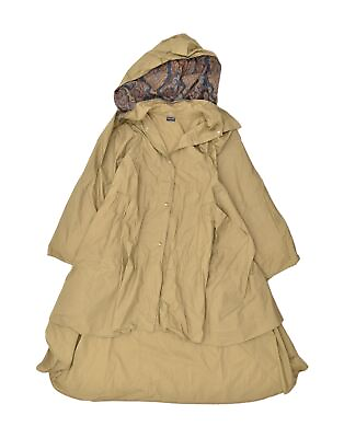#ad VINTAGE Womens Hooded Overcoat UK 18 XL Beige AY04