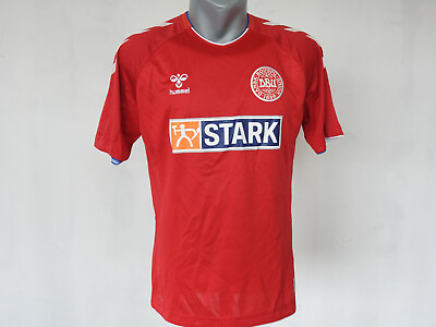 #ad Denmark 2018 Home Jersey Hummel Red Shirt Size M Football Soccer Kit