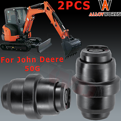 #ad 2PCS Track Bottom Roller For John Deere 50G Excavator Undercarriage Heavy Duty