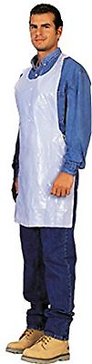 #ad Disposable White Poly Aprons 1 Box 100 Count