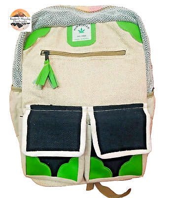 #ad Hemp Backpack Work Camping School Unisex Adult Size Handmade In Nepal