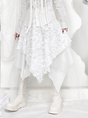 #ad Women Gothic Layers Asymmetric Mesh Ripped Flower Skirt Fashion Party Midi Dress