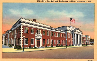 #ad Postcard AL Montgomery New City Hall amp; Auditorium 1937 Linen Vintage PC J2928