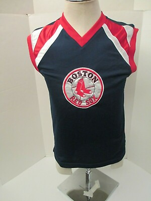 #ad Boston Red Sox Boys Youth Large 14 16 Sewn Logo Sleeveless Pullover Shirt New