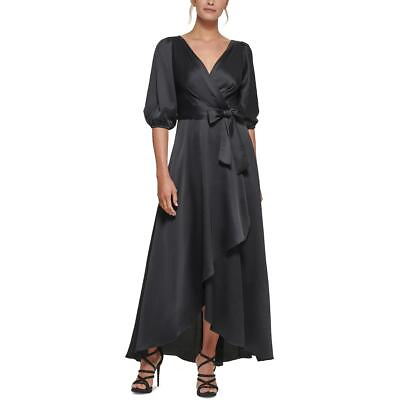 #ad DKNY Womens Satin Belted Surplice Maxi Dress Gown BHFO 0502