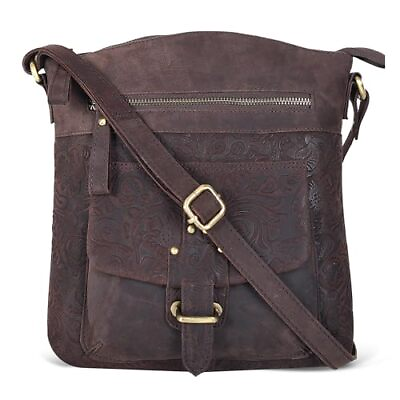 #ad Real Genuine Leather Crossbody Bags for Women Medium Size Cross body Brown