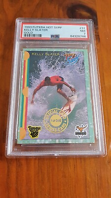 #ad 1993 Futera Hot Surf Kelly Slater Gold 1 500 Rookie Card Psa 7 Pop 5